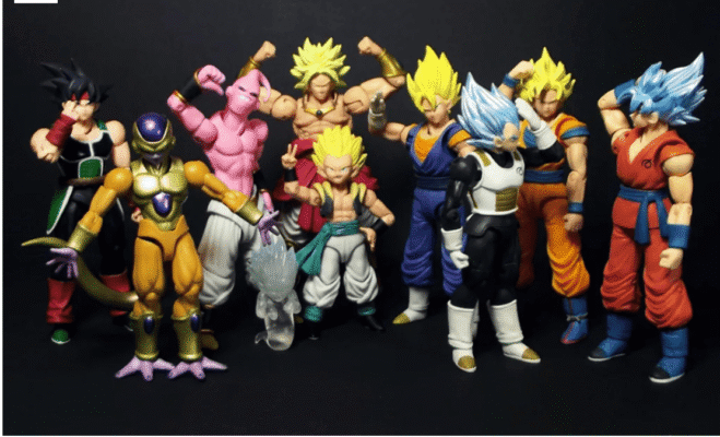 Bộ figure Dragon Ball tái hiện các nhân vật nổi tiếng như Goku, Vegeta, Broly, Frieza, Majin Buu, Gotenks và Bardock với thiết kế sắc nét, chất liệu PVC cao cấp, phù hợp để trưng bày và sưu tầm.