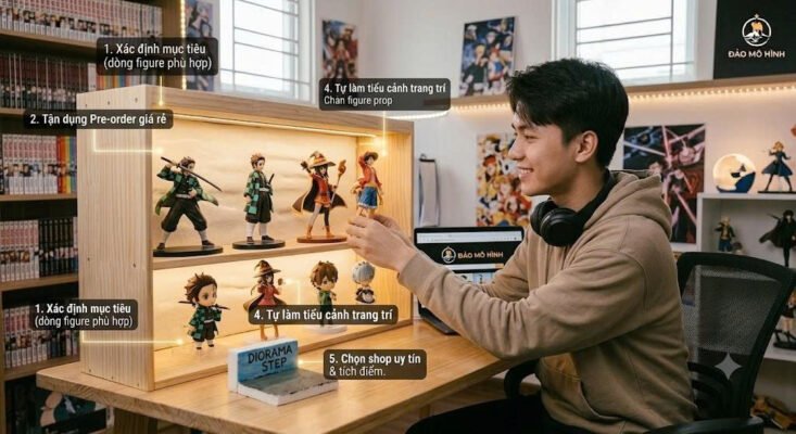 Infographic hướng dẫn 5 mẹo sưu tập mô hình anime tiết kiệm chi phí cho người mới bắt đầu